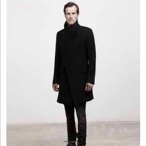 All saint black wool long coat size 38